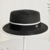 Fashionable M-label sun hats, straw hats, sun-protective hats, women's summer outings, sun hats, black British flat-topped top hats, a trend undefined